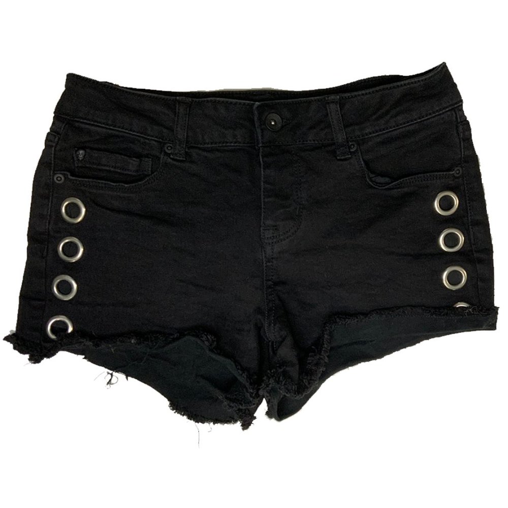 Black Low Rise Grommet Shorts